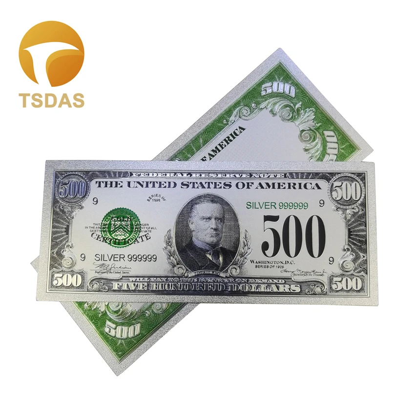 Яркие Серебряные банкноты с покрытием 500 долларов США 10 шт./лот для