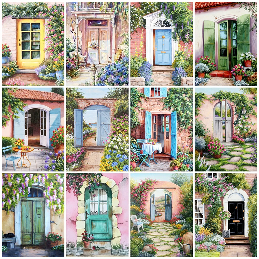 

MomoArt 5D DIY Алмазная вышивка дверь Алмазная мозаика сад алмазная картина пейзаж новогодние подарки подарок ручной работы