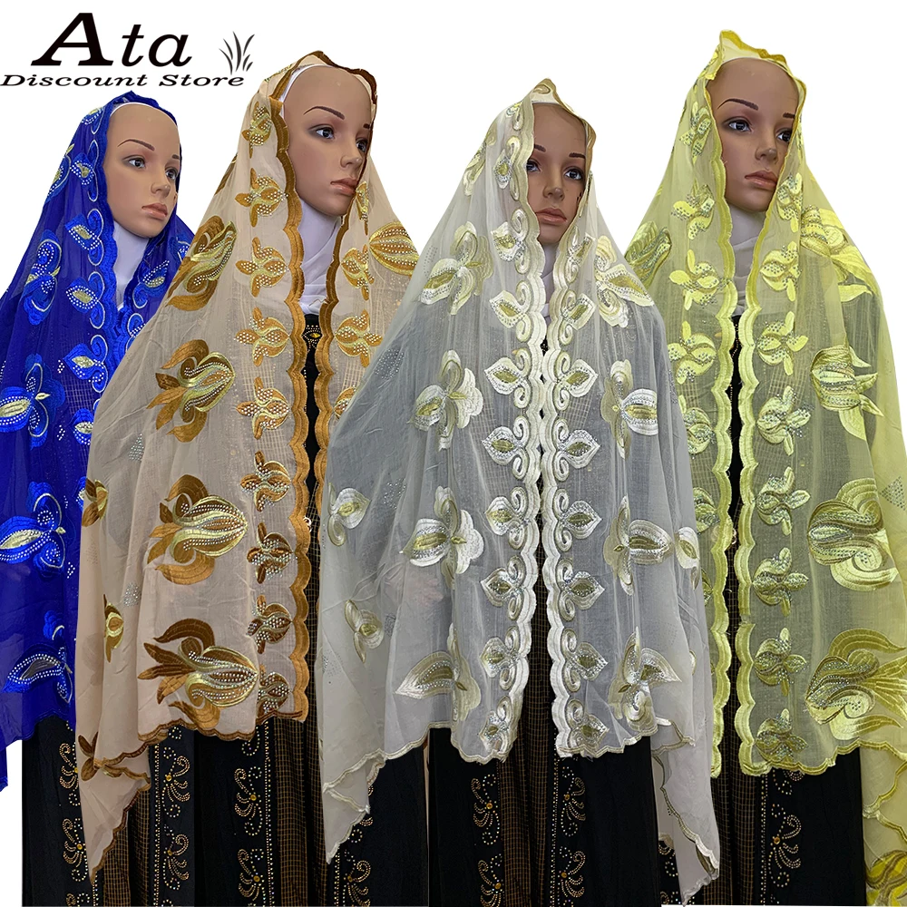 

Новый Модный женский головной платок с вышивкой, большой головной платок в африканском стиле, красивые мусульманские наряды Jibab Casual