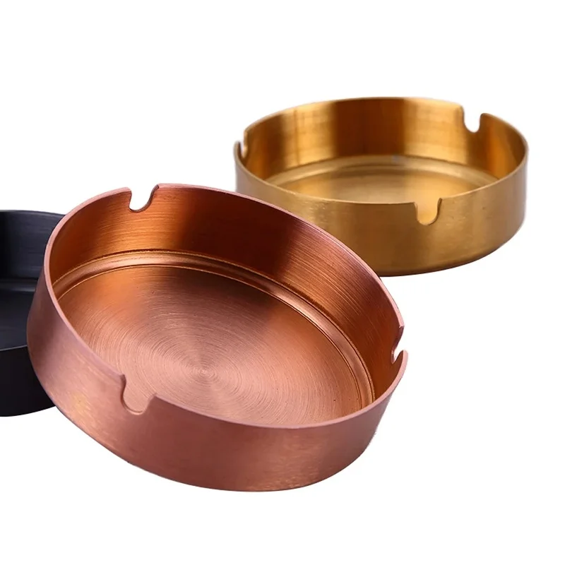 

Stainless Steel Gold-plated/black Ashtray Cigar Ashtray Ash Tray Cigarette Rest Holder Home Practical Smoking Accessories