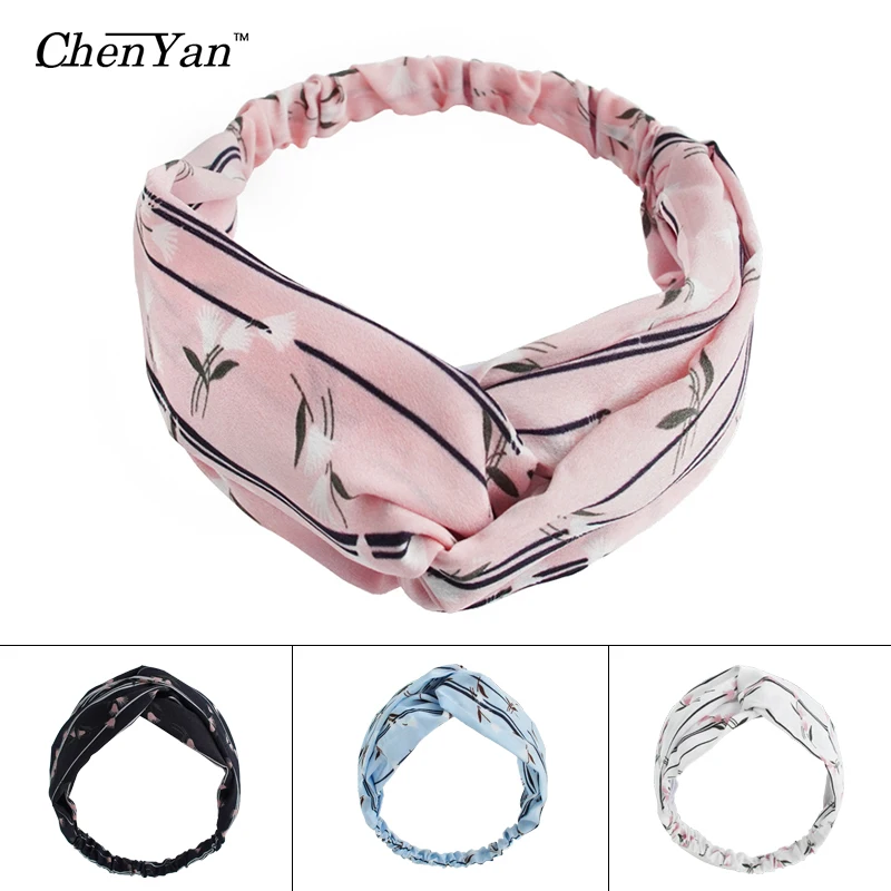 Chen Yan Satin полосатая повязка на голову Girl повязки с узелком New Wild Hairband FD18022| |