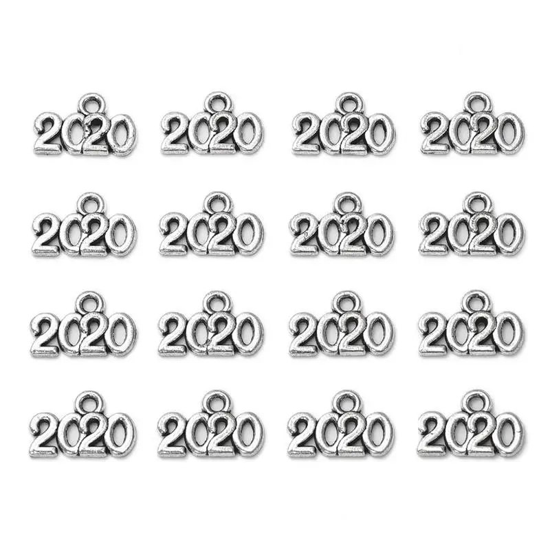 Antique Silver 100pc 50/100 шт номер 14x9 мм год / Подвески цвета: золотистый, Серебристый сплав "сделай сам" для изготовления ювелирных изделий, подвеска для Цепочки и ожерелья браслета - Окраска металла: Antique Silver 100pc