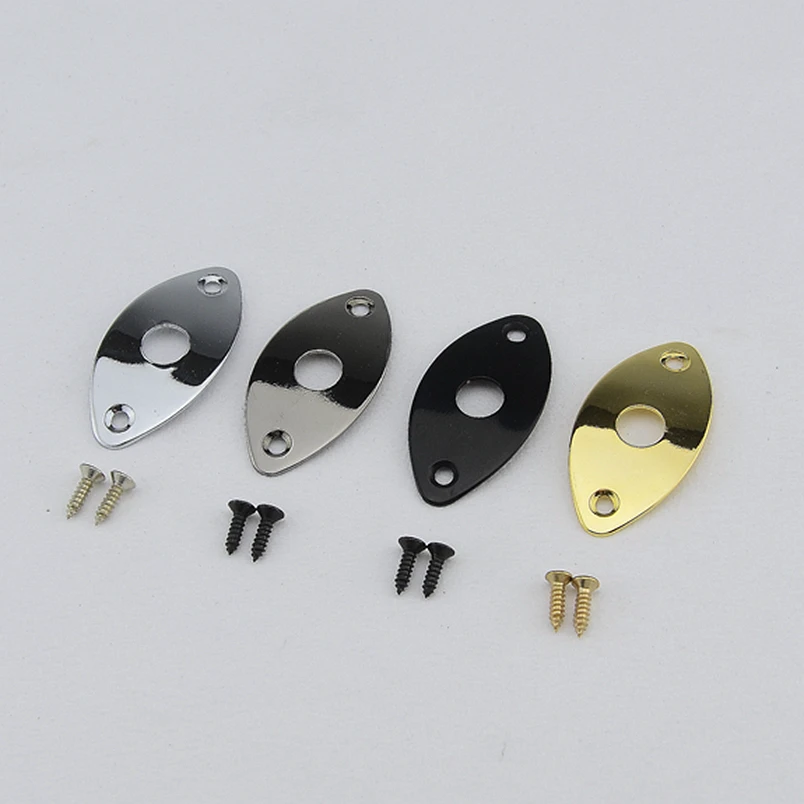 

MADE IN KOREA 1 Piece GuitarFamily Oval Curved Metal Jack Plate For Electric Guitar Bass Black Gold Chrome Gutiar Parts
