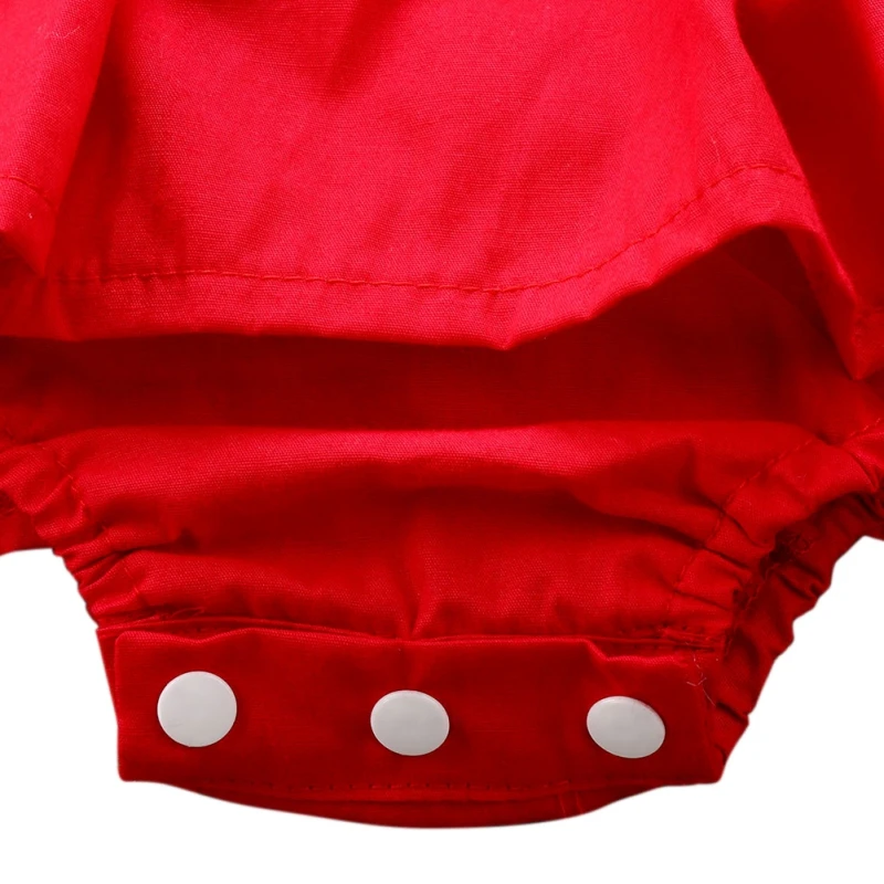 

Summer Newborn Bodysuit Dress with Bow Hair Band Baby Girls Clothes Sleeveless Cotton Lace Jumpsuit Red Clothes Set for Girl