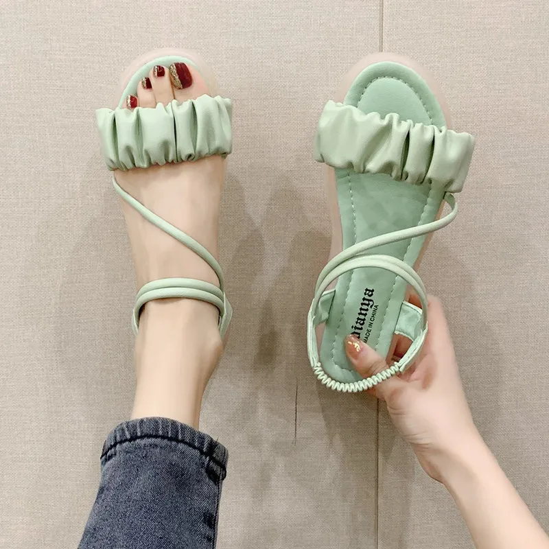 

Clear Heels Fashion Womens Shoes 2021 Beige Heeled Sandals All-Match Luxury Low Black Comfort Summer Gladiator Girls New Flat PU