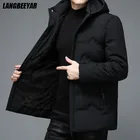 Новая брендовая Повседневная модная Высококачественная Корейская мужская стеганая теплая парка с капюшоном, ветровка, Дизайнерские Пальто, зимняя мужская одежда