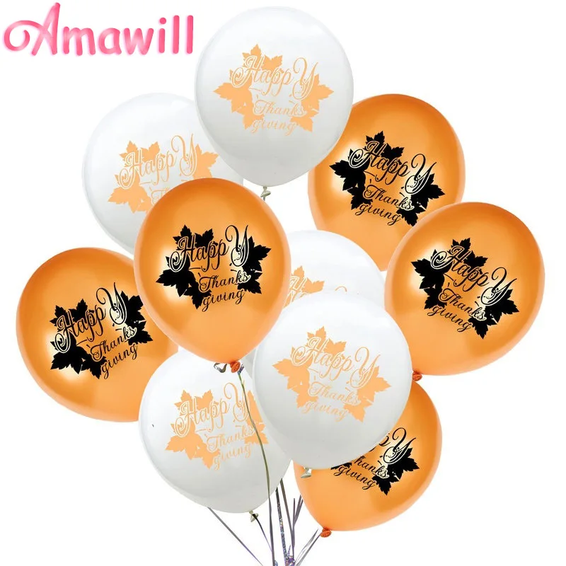 Латексные воздушные шары Amawill оранжевые белые кленовые листья С Днем