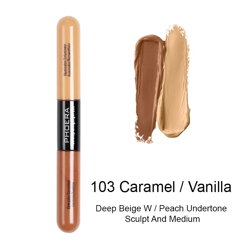 PHOER Brighten Skin Color Double Head Concealer Liquid 5 Long Oil Control Foundation TSLM2 |