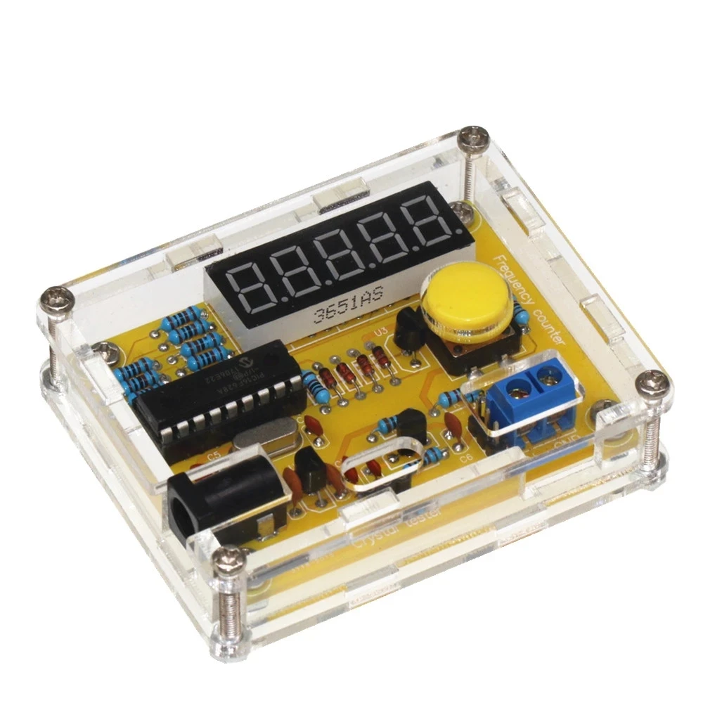 

1Hz-50MHz Crystal Oscillator Tester Frequency Counter Tester Measuring Meter Case Durable DIY Led Kit