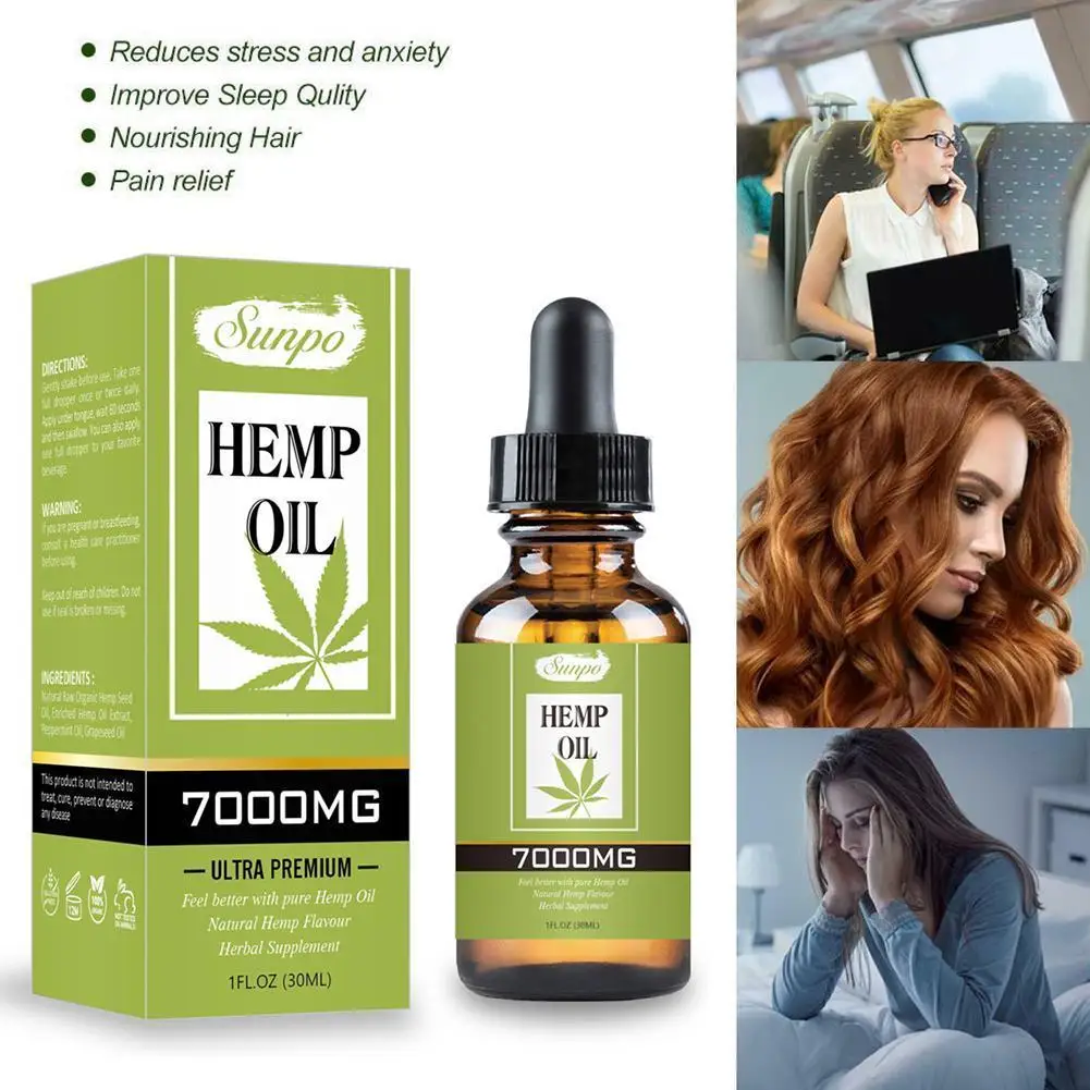 

30ml Organic Essential Oil Hemp Seed Oil Herbal Drops Skin Oil Stress The Care Pain Help Relieve Relief Body Sleep O5S4