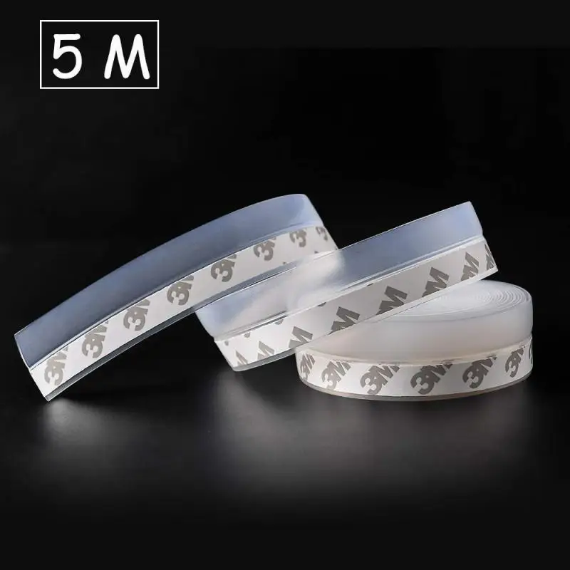 

5 M Door Seal Bottom Windows Self Adhesive Soundproof Doors Silicone Rubber Seal Strip Weatherstrip Bar Window Sealing Films New