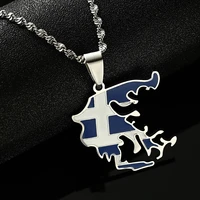 stainless steel greece map flag pendant necklaces greek jewelry patriotic gift