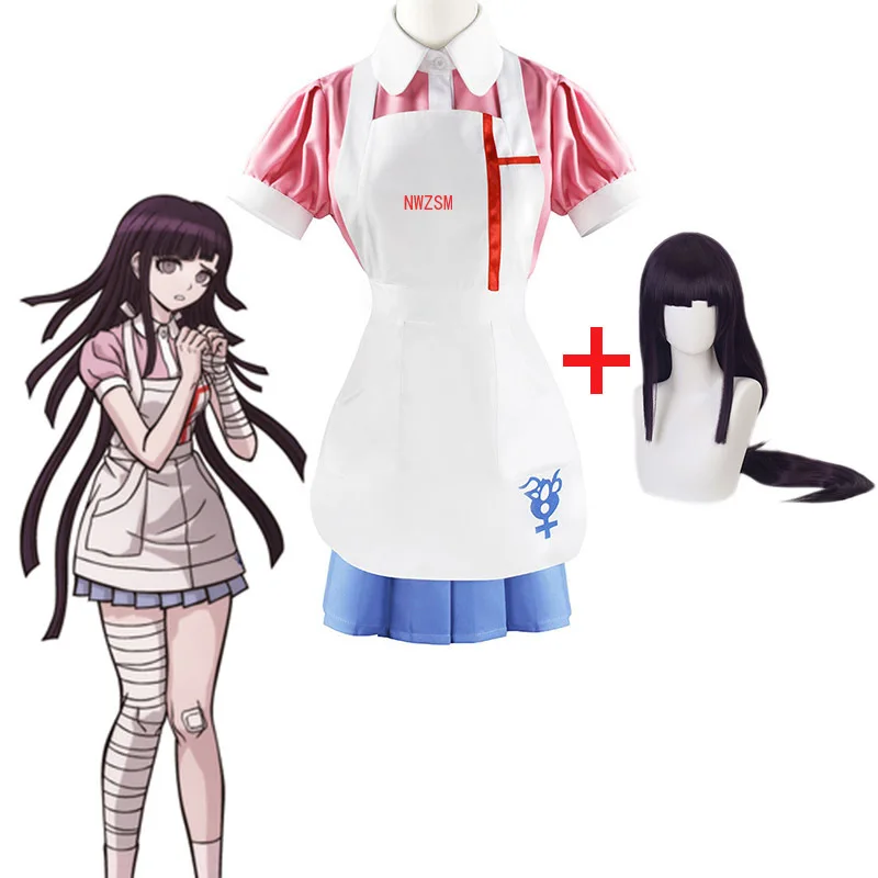 

Danganronpa Mikan Tsumiki Cosplay Costume Halloween Carnival Ultimate Nurse Funny Costume Cafe Maid Uniform For Women