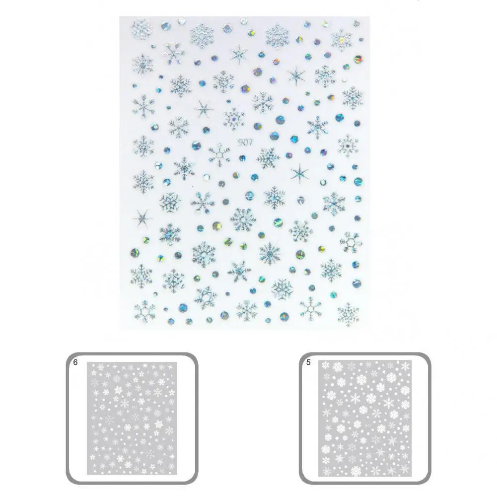 

Ultra Thin Exquisite Xmas Snow Flake Glitter Nails Art Sticker Colorful Nail Sticker Gloss for Festival