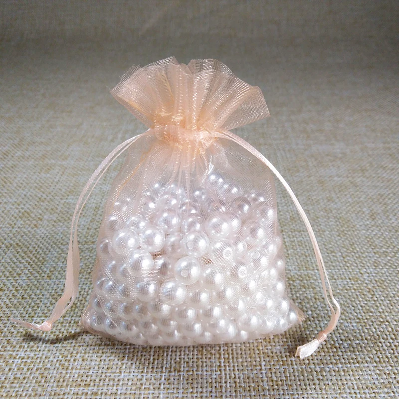 champagne 100 шт. Подарочный пакет для ювелирных изделий 7x9 9x12 10x15 13x18 см Упаковка из органзы для украшений сумки для свадебной вечеринки Рождественский подарок упаковка сумки - Цвет: champagne
