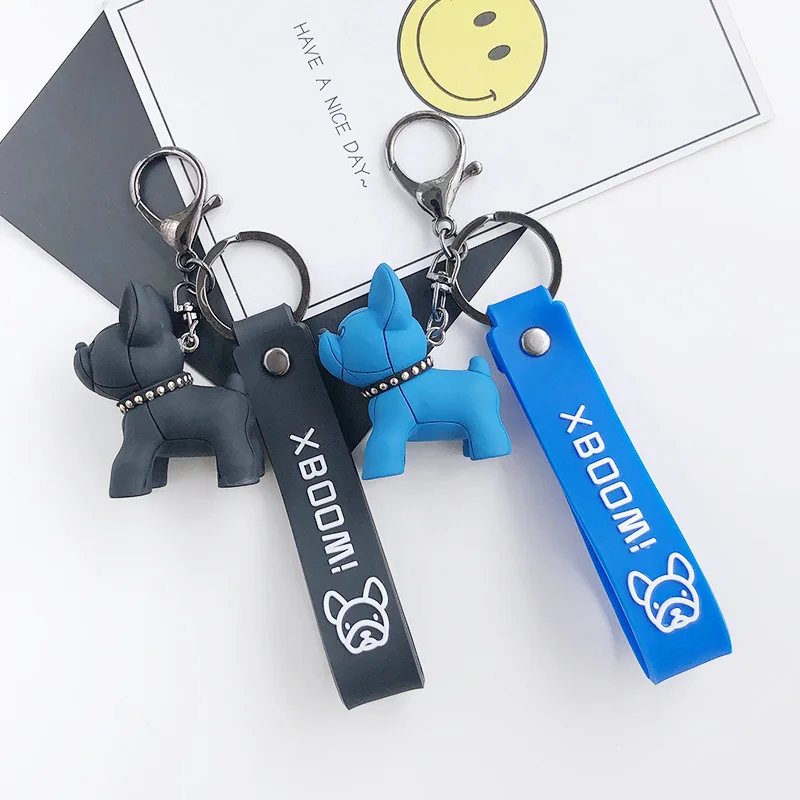 Брелок для ключей с изображением французского бульдога полимерный подвеской на