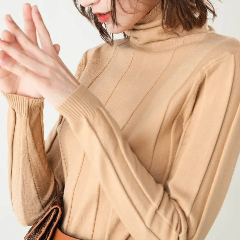 Кашемировый женский свитер с высоким воротником шерстяной пуловер женские