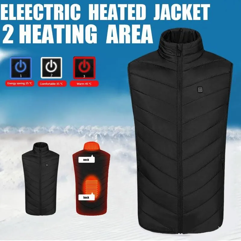 

Men Autumn winter Smart heating Cotton Vest USB Infrared Electric Heating Vest Outdoor Flexible Thermal Winter Warm Jacket 2Area
