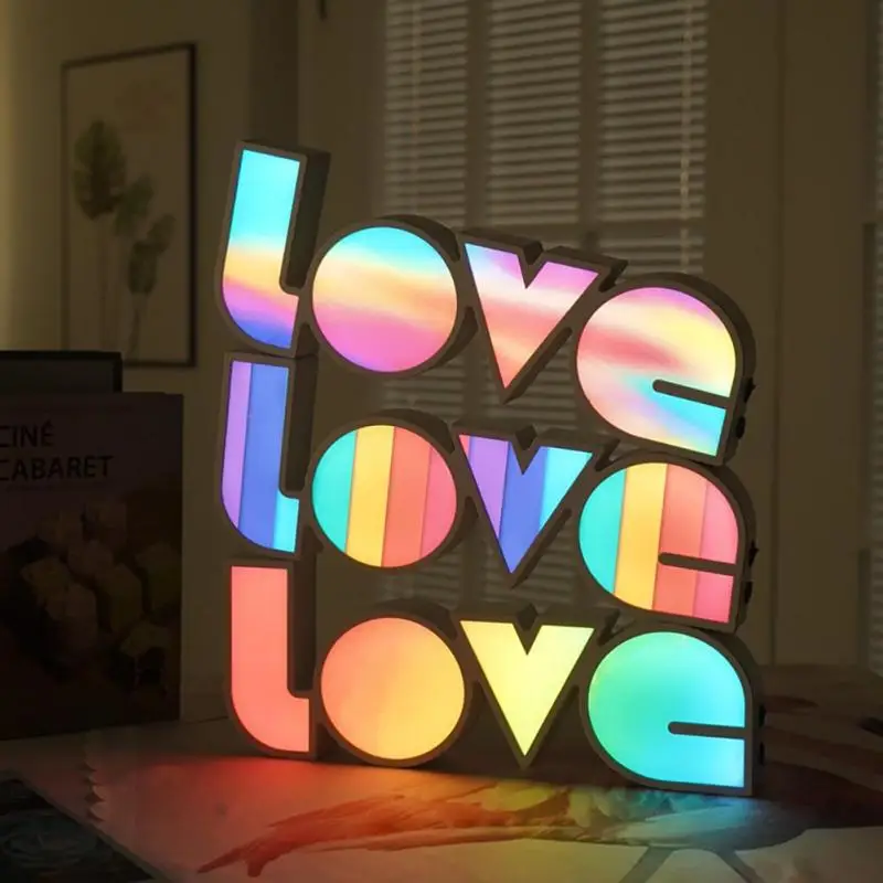 

LED Letter Night Light Rainbow Decorative Lights English LOVE Letter Lamp Box Confession Desk Lamp Christmas Gift Home Supplies