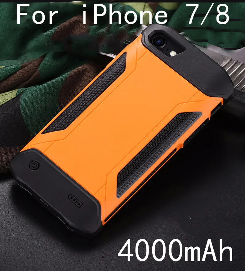 4000/5000 мАч тонкая батарея зарядное устройство чехол для iPhone 7 8 6 6S Plus power Bank ультра тонкий внешний резервный противоударный Аккумулятор Чехол - Цвет: I7-Orange