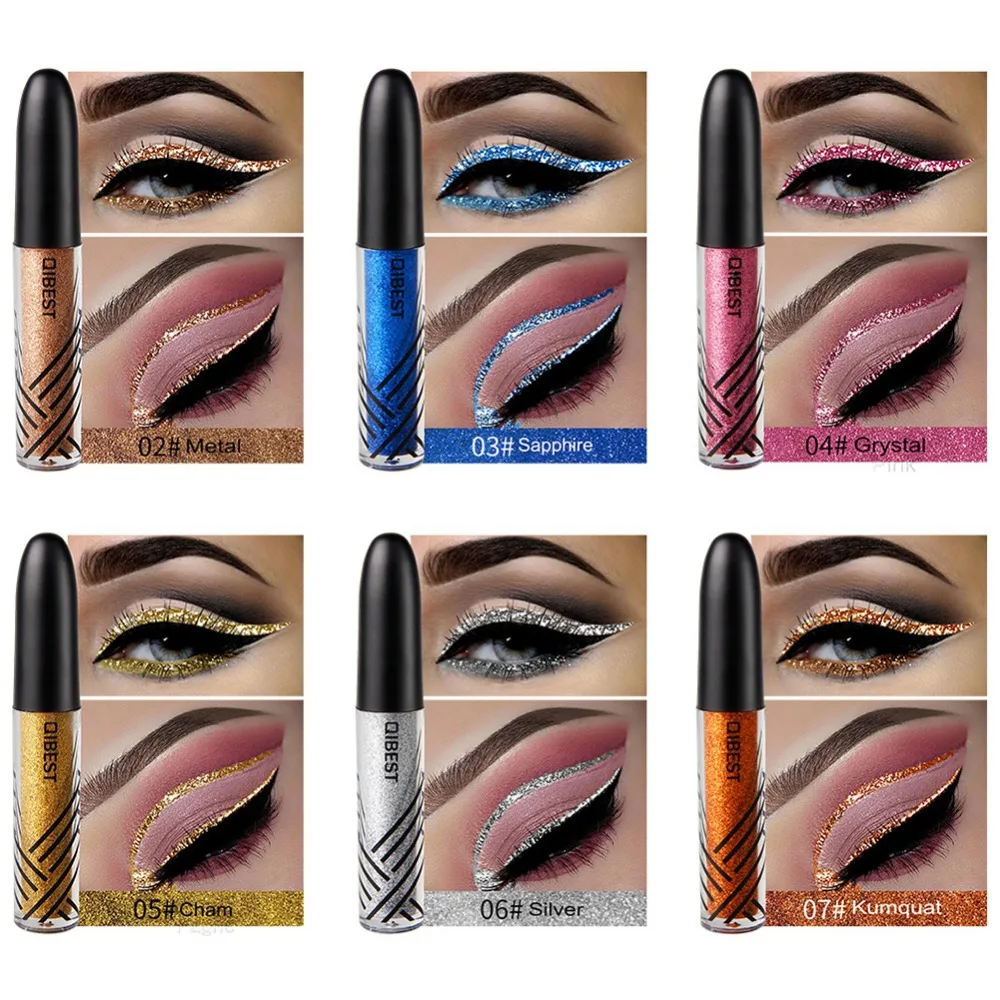 QIBEST сексуальная блестящая Водостойкая Подводка для глаз Женский жидкий