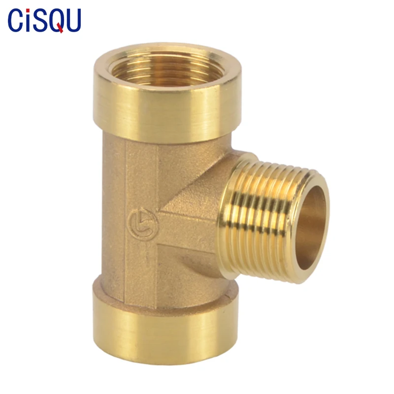 Female×Male×Female Тройник латунный фитинг для труб резьбовой адаптер BSP газовый