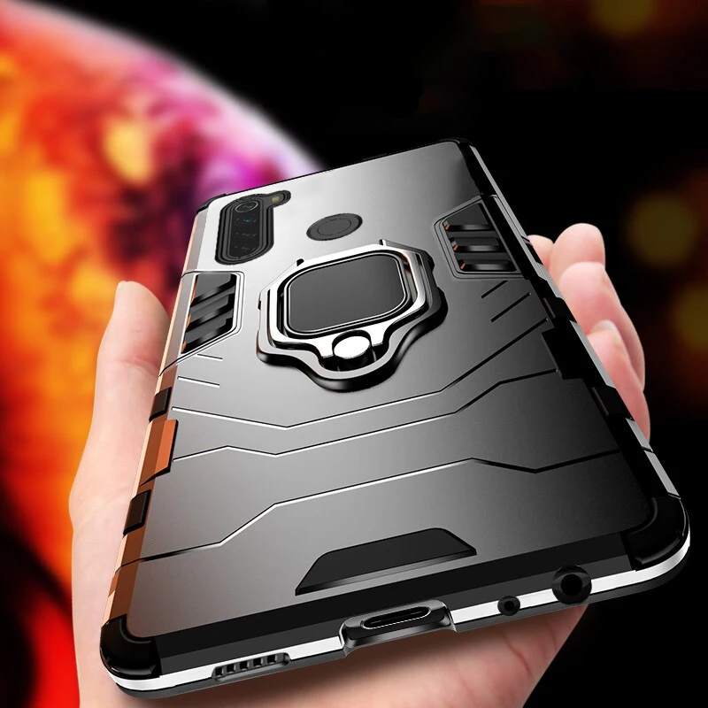 Бронированный чехол для Redmi Note 8 T с магнитным кольцом автомобильный держатель