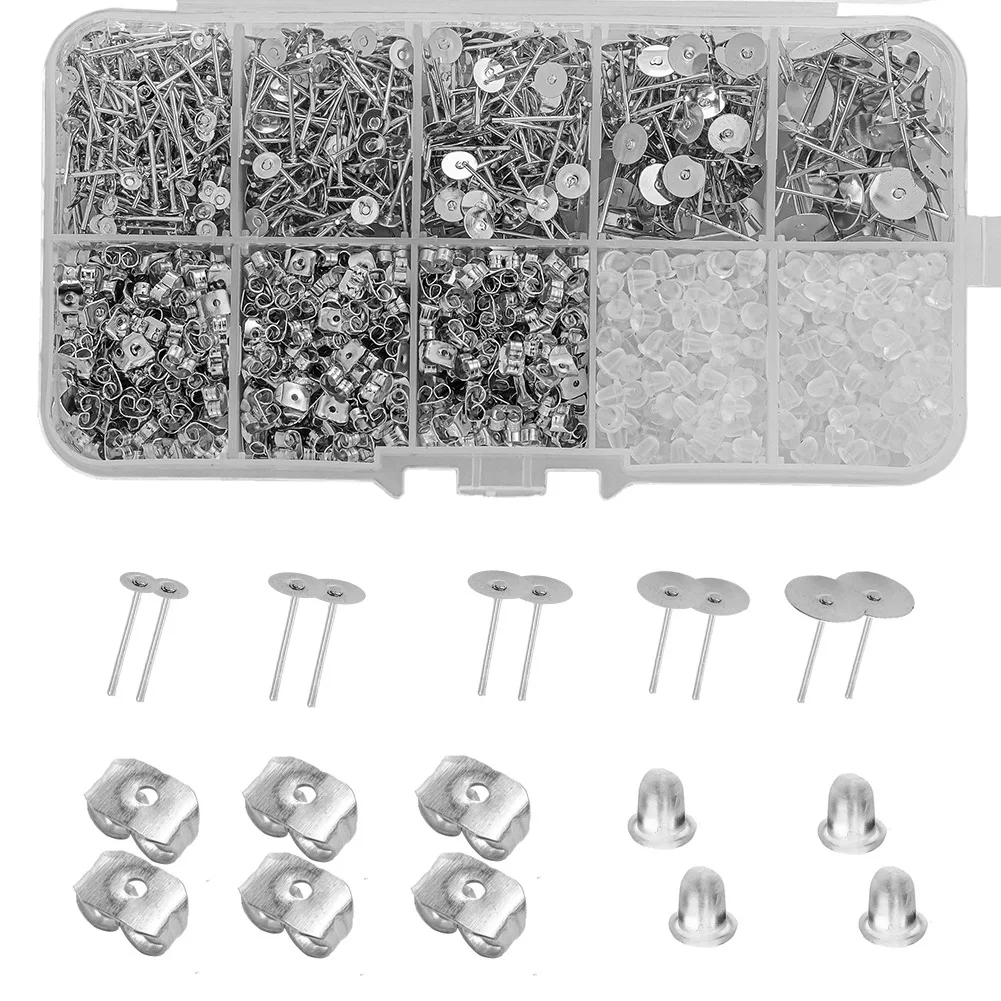 

XUQIAN Hot Selling New Flat Bottom Pearl Stud Earpin Earplug Set for Earring DIY Jewelry Accessories A0154