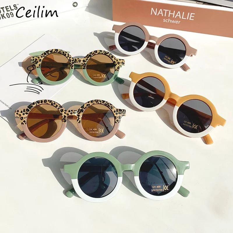 

Fashion Plastic Frame Round Kid Sunglasses Summer Style 2021 New Vintage Brand Pink Blue Eyeglasses Frame for Cute Boy Girl