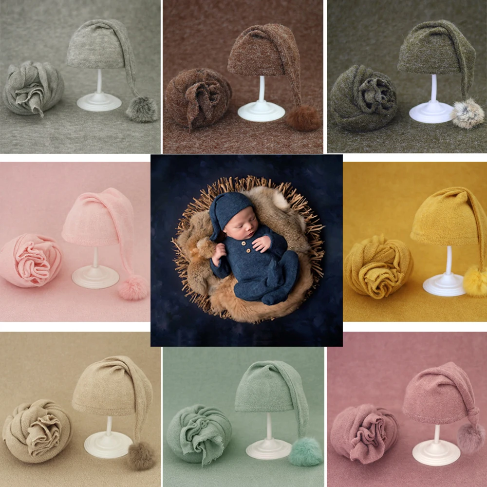 

Soft Baby Photo Wraps With Hat 2pcs Sets Newborn Boys Girls Photography Swaddle Blanket Infant Picture Props Accessories