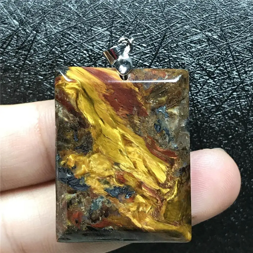 Подлинная натуральная желтая подвеска Pietersite для мужчин и женщин, Namibia 32x25x8 мм, прямоугольные бусины, модные ювелирные изделия, ожерелье, подвеска AAAAA