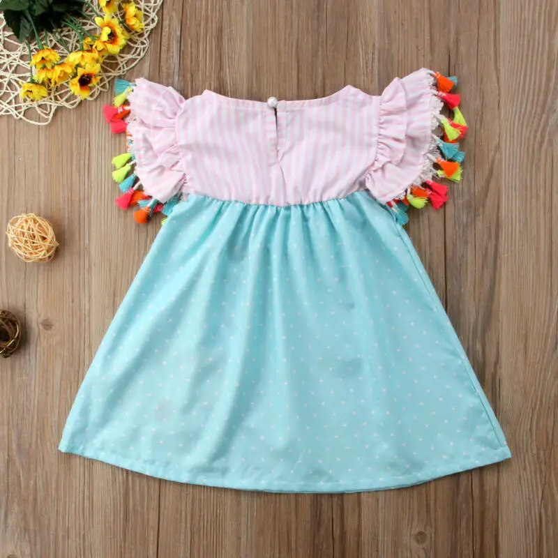 Casual Kids Baby Girls Summer Sleeveless Flamingo Princess Tutu Swing Dress Outfits Knee-Length Holiday | Детская одежда и обувь