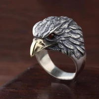 domineering mens ring beautifully carved eagle head red eye zircon ring punk retro party prom jewelry gift