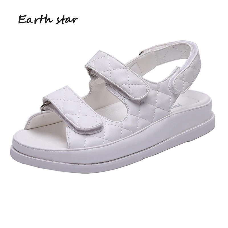 

sandalias mujer White Shoes Women Platform Sandals Real Leather zapatos de mujer chaussures femme Ladies footware Black