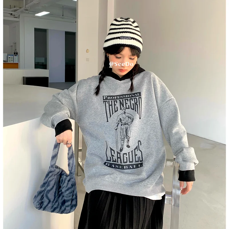 Gaganight женские толстовки 2021 осень зима корейский Шикарный ретро повседневный