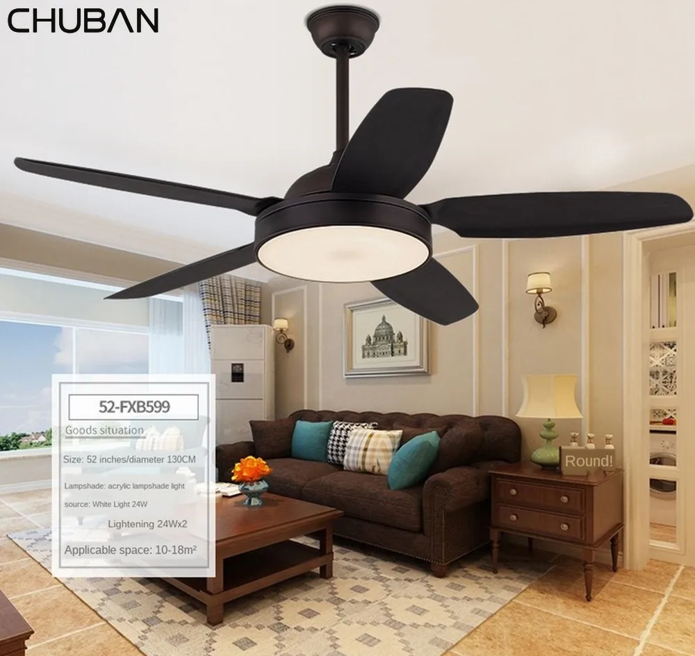 52 дюймовые современные потолочные вентиляторы с 5 лезвиями однотонные