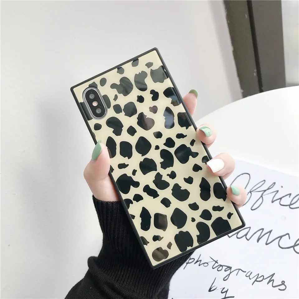Glass Leopard Print phone funda cover for iPhone XR cases For Apple X XS MAX 8 plus 7 6s case |