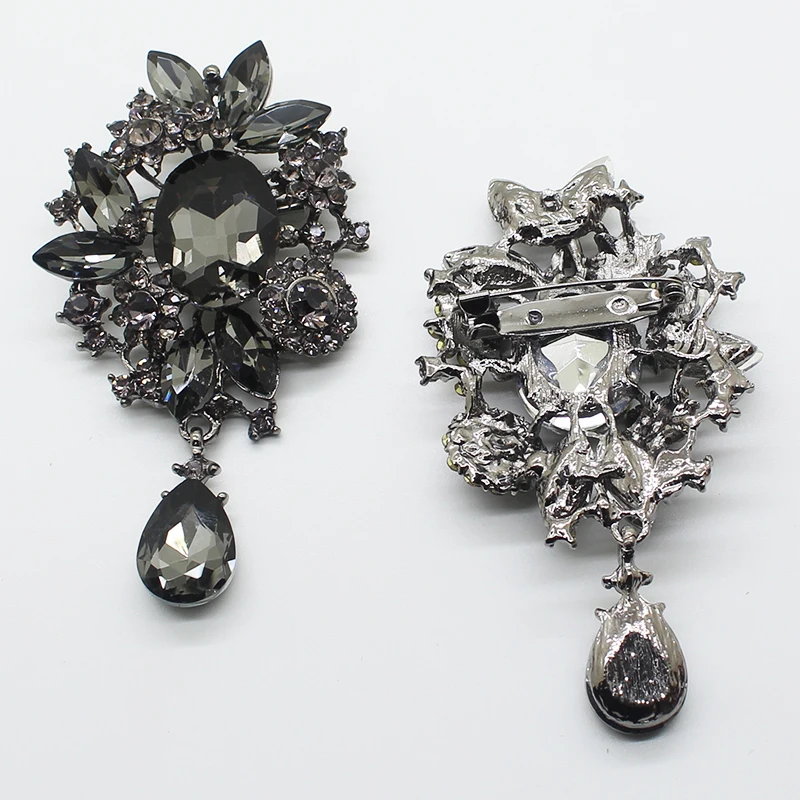 1 шт./лот 85*50 мм стеклянные стразы хвостовик пуговицы цинковый сплав подвеска