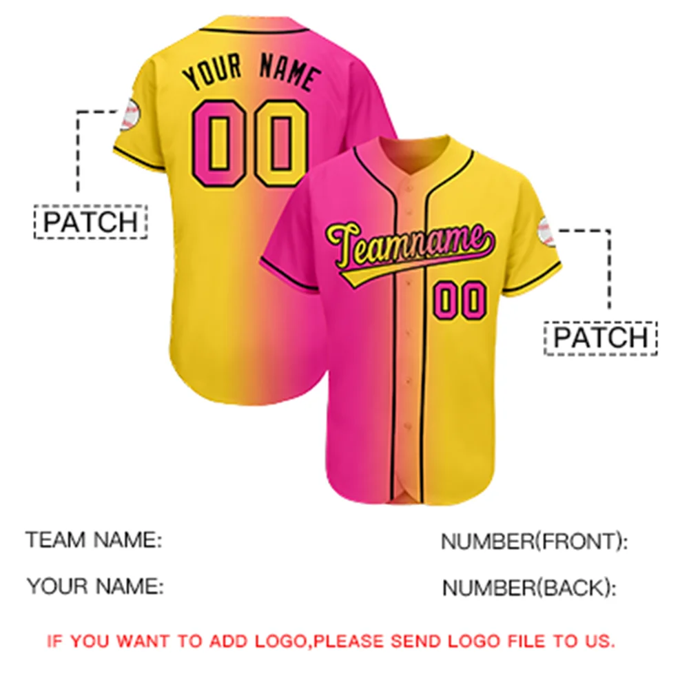 Custom Men/Kid Fashion Gradient Baseball Jersey Printing Name Number For Team Player Outdoor Game Training Sports Shirts