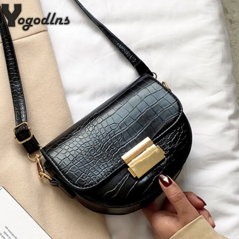 Женская полукруглая Сумка Кроссбоди с крокодиловым узором из искусственной