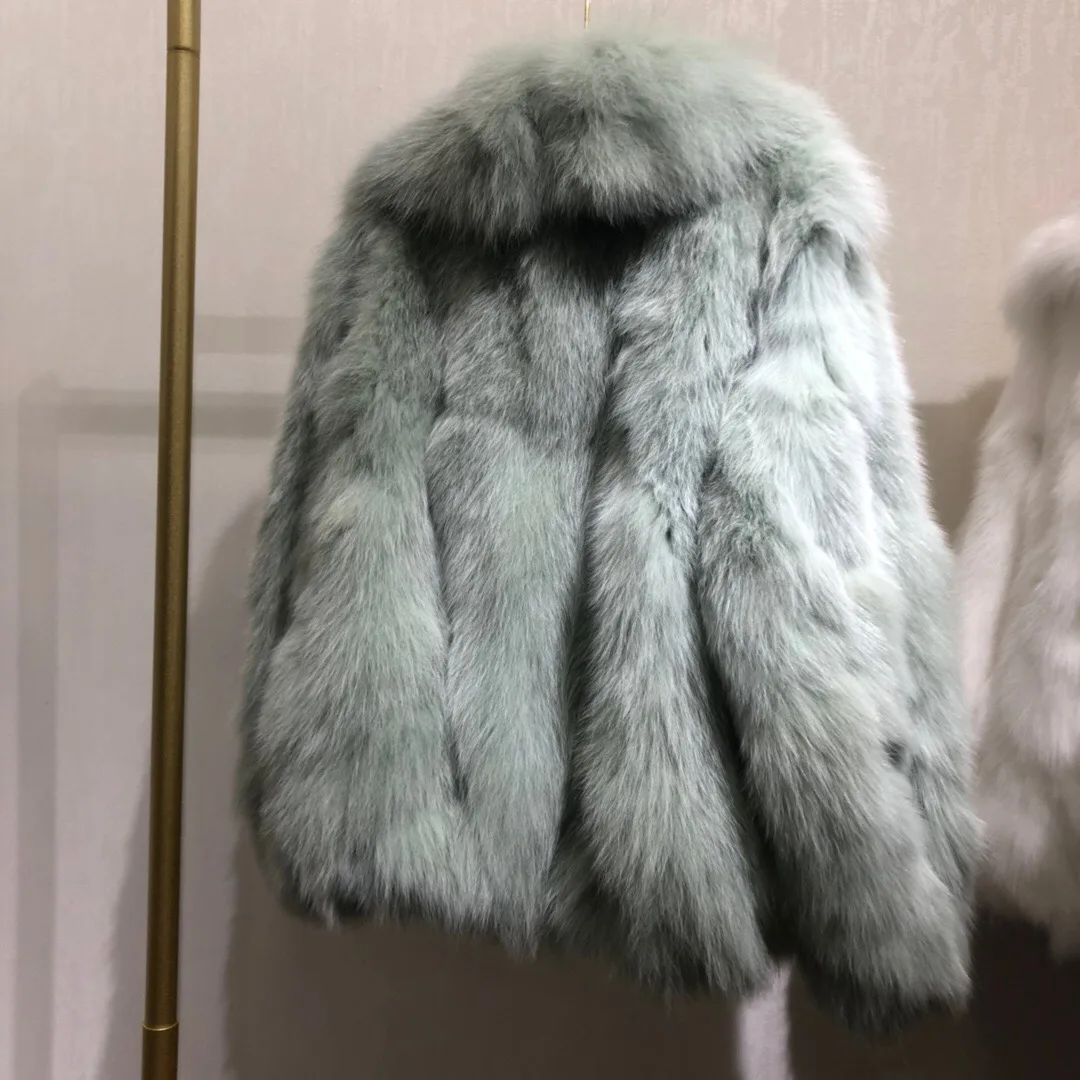 Осенне-зимняя женская шуба из натурального Лисьего меха, модная женская куртка с отворотом из натурального меха, толстая верхняя одежда