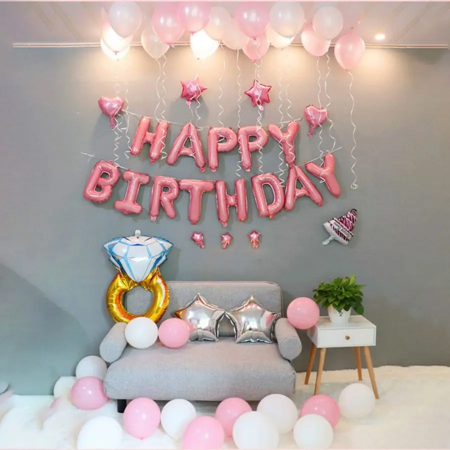 13 шт Счастливые воздушные шары для украшения дня рождения розовые золотые черные