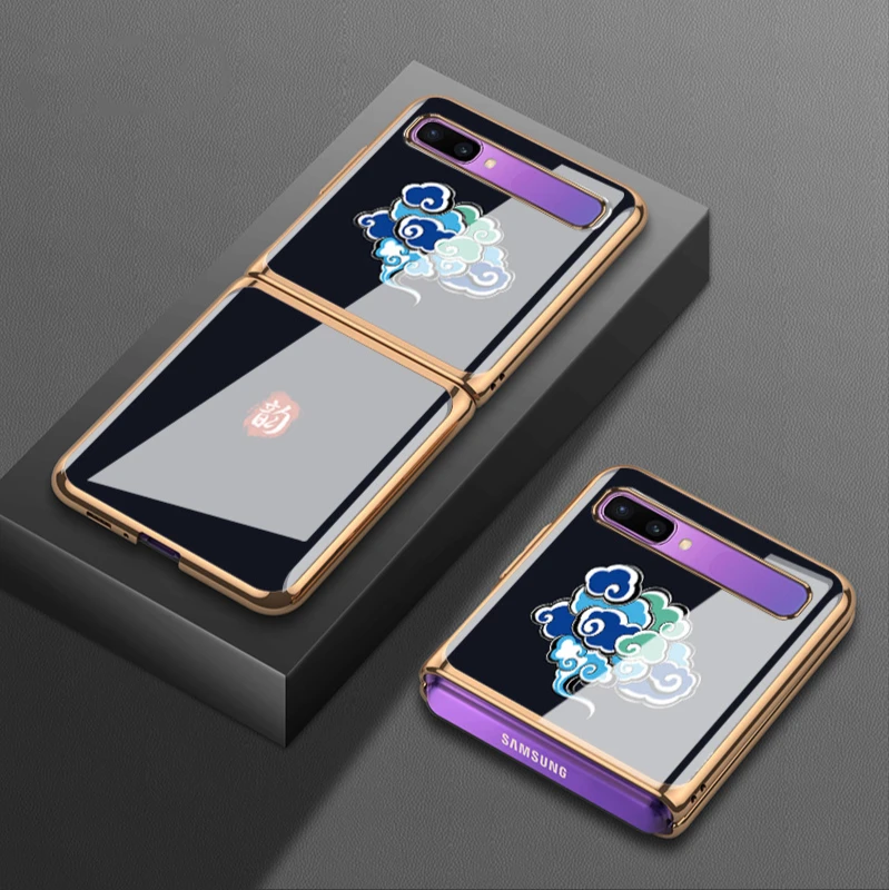 

For Samsung Z flip folded 5g mobile phone case sm-f7000 protective case f7070 China wind f700n glass electroplating