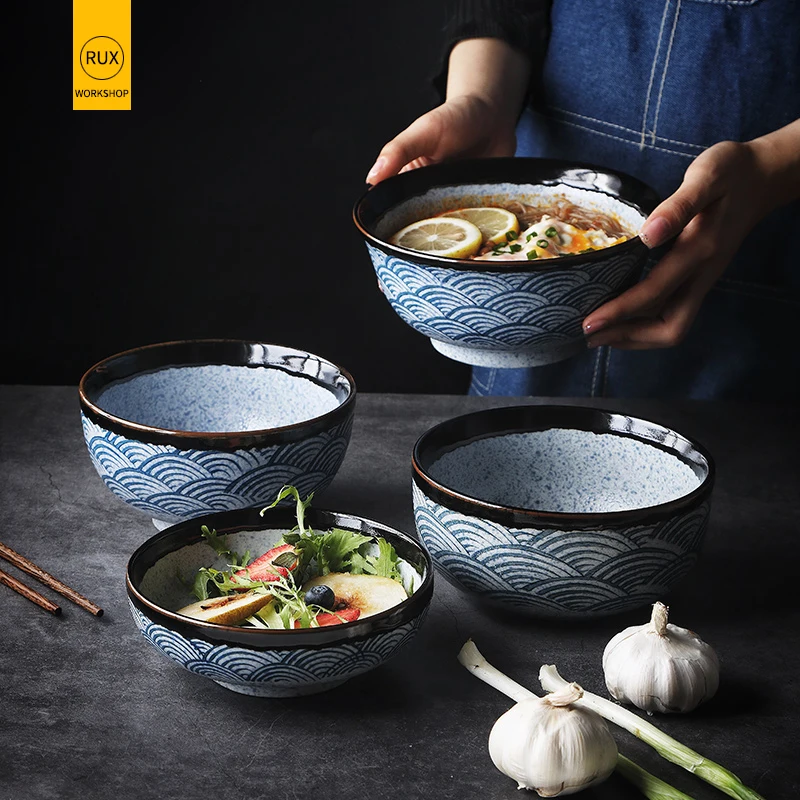 RUX мастерской японский Керамическая пиала для риса Ramen салатник лапши миска кухни
