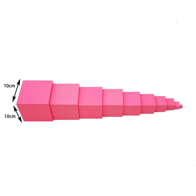 Trreeyear-torre rosa con 10 tarjetas de soporte para ni&ntilde;os en edad preescolar, ense&ntilde;anza de matem&aacute;ticas, juguetes de aprendizaje profesional Montessori-5