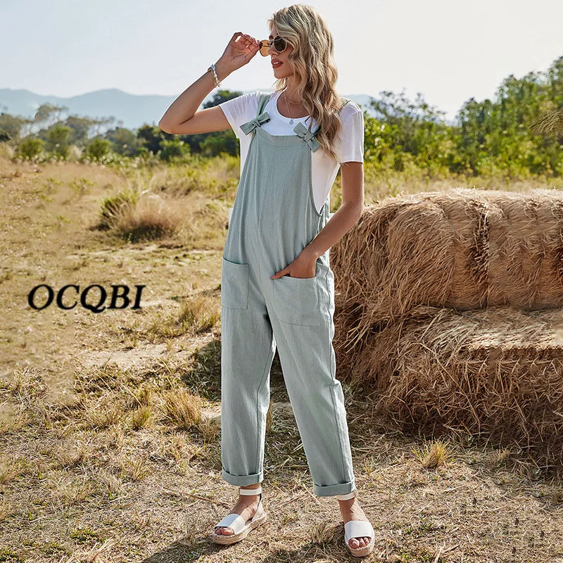 

Plus Size Jumpsuits Women 2021 Summer Pockets Casual Korean Sexy Fashion Jumpsuits