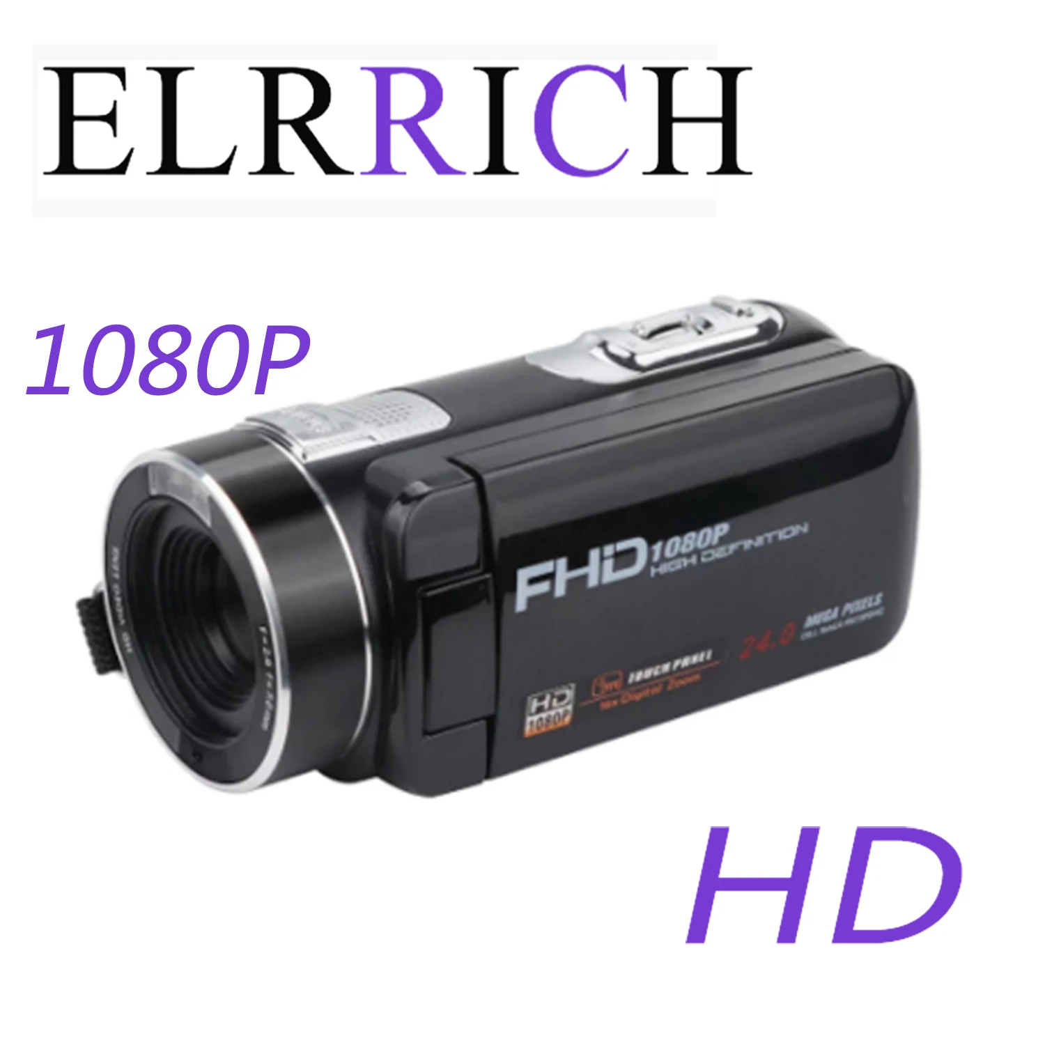

ELRRICH 2022 New Digital Camera Full HD 1080P 16X Zoom Recorder Camcorder Mini 3'' Touch DV DVR 24MP Video Camera