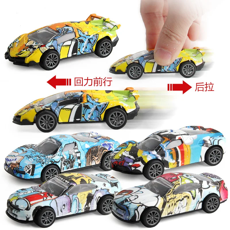 Металлические модели автомобилей из сплава с граффити цветные Гоночные Игрушки