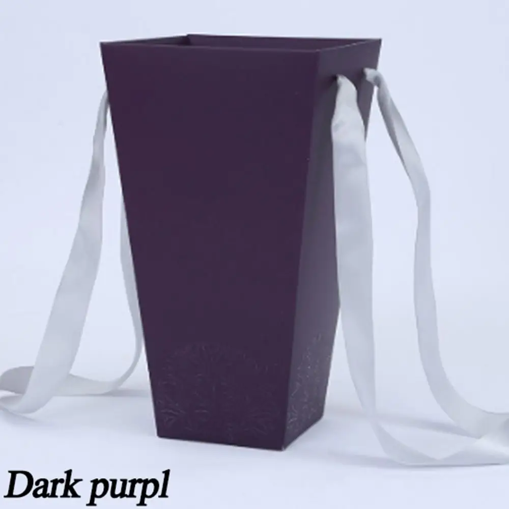 B(dark purple) 165*120 мм новые круглые бумажные коробки для цветов с крышкой, ведерко для цветов, подарочная упаковочная коробка, подарочные коробки для конфет, вечерние, Свадебные Поставки - Цвет: B(dark purple)