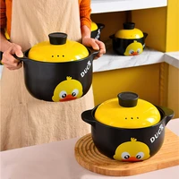 ceramic casserole large yellow duck high temperature soup pot saucepan cooking stew kitchen gas stove 1 8l household cookware
